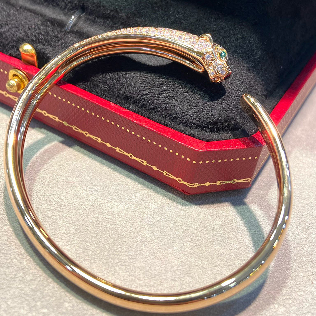 [OAK JURI]PANTHERE HALF DIAMOND OPEN BRACELET