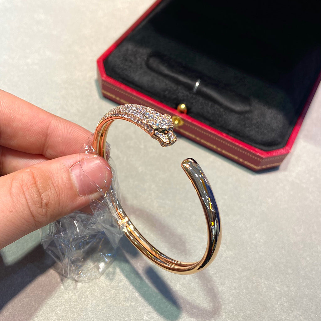 [OAK JURI]PANTHERE HALF DIAMOND OPEN BRACELET