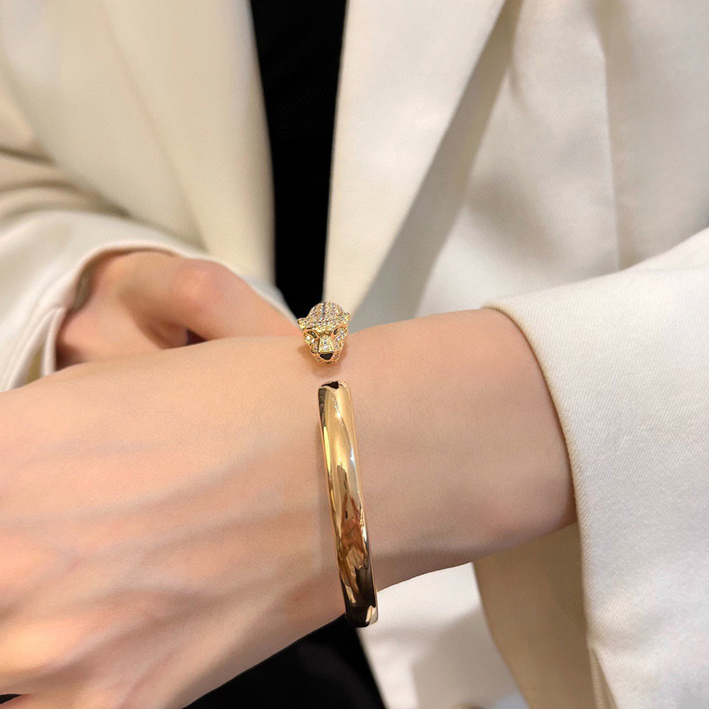 [OAK JURI]PANTHERE HALF DIAMOND OPEN BRACELET