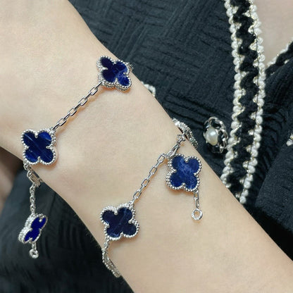 [OAK JURI]CLOVER 5 MOTIF PIETERSITE SILVER BRACELET