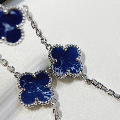 [OAK JURI]CLOVER 5 MOTIF PIETERSITE SILVER BRACELET