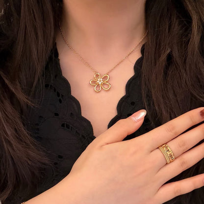 [OAK JURI]FLOWERLACE NECKLACE 5 DIAMONDS
