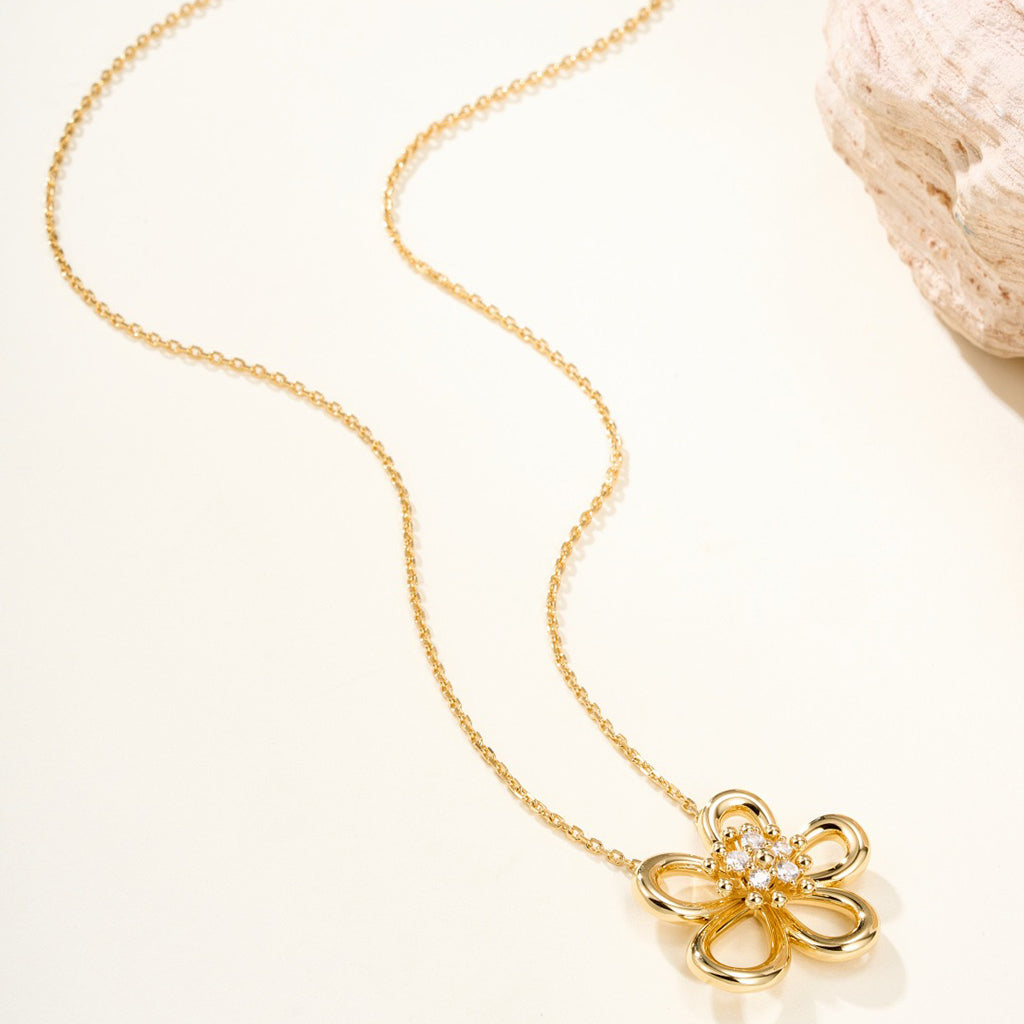 [OAK JURI]FLOWERLACE NECKLACE 5 DIAMONDS