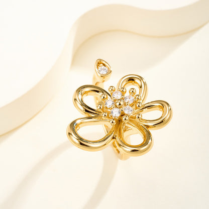 [OAK JURI]  FLOWERLACE OPEN RING 5 DIAMONDS