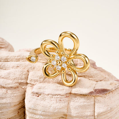 [OAK JURI]  FLOWERLACE OPEN RING 5 DIAMONDS