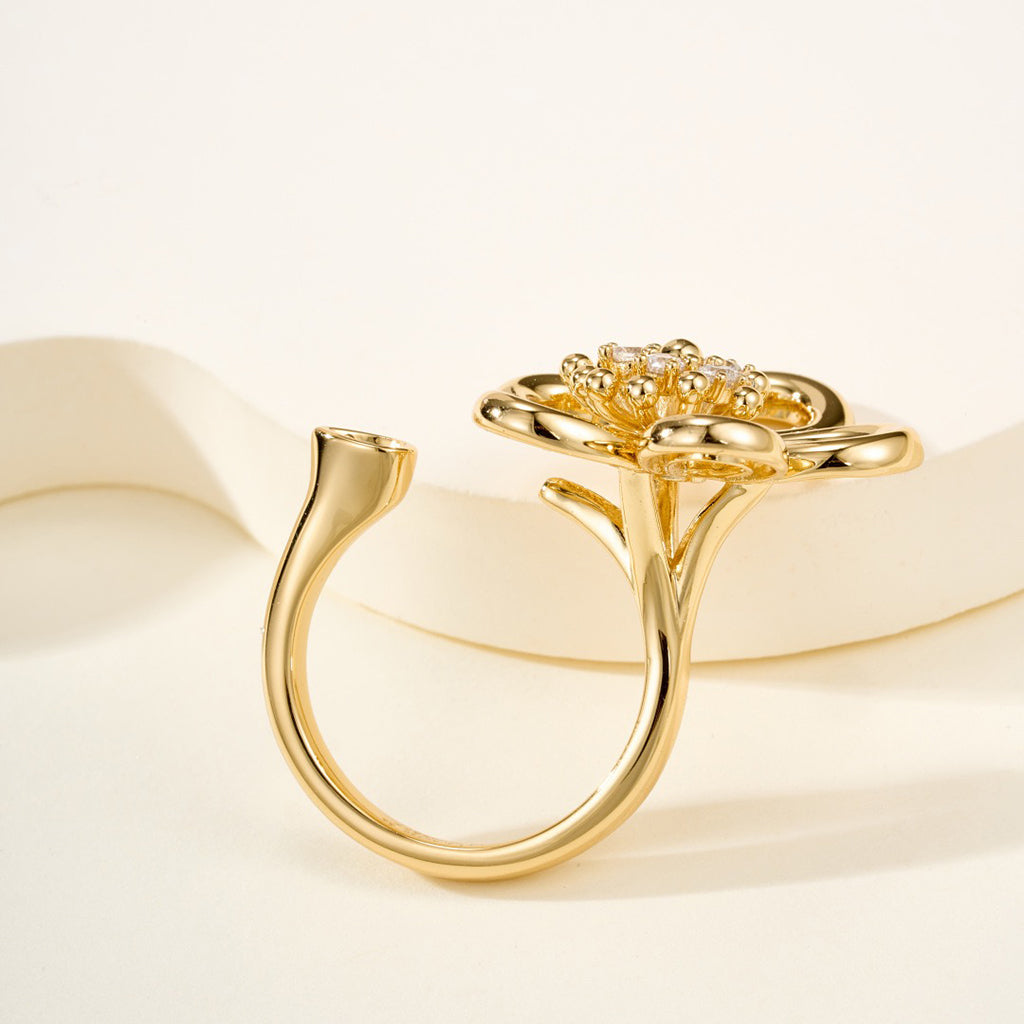 [OAK JURI]  FLOWERLACE OPEN RING 5 DIAMONDS