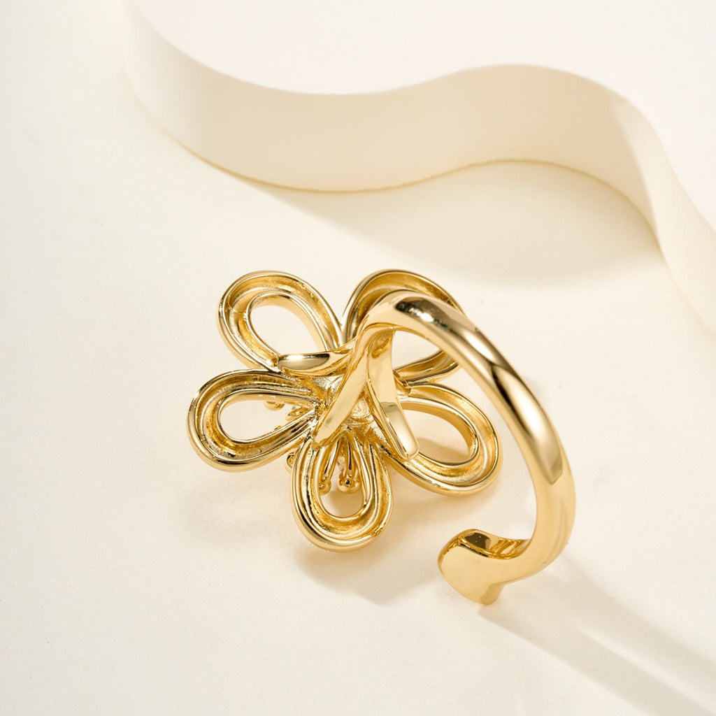 [OAK JURI]  FLOWERLACE OPEN RING 5 DIAMONDS