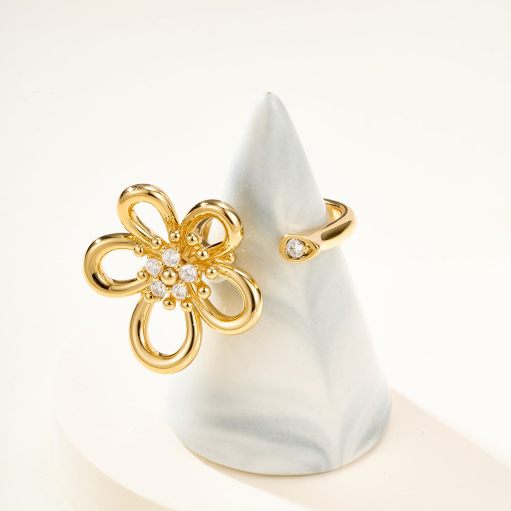 [OAK JURI]  FLOWERLACE OPEN RING 5 DIAMONDS
