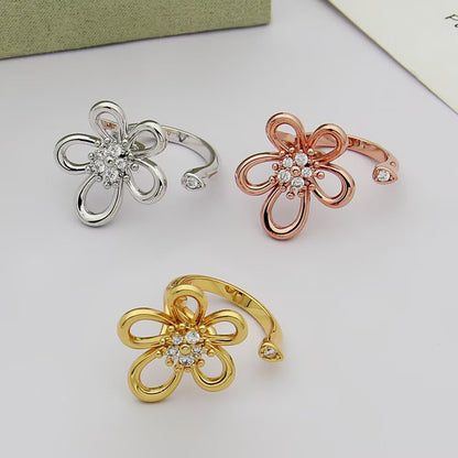 [OAK JURI]  FLOWERLACE OPEN RING 5 DIAMONDS