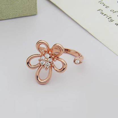 [OAK JURI]  FLOWERLACE OPEN RING 5 DIAMONDS