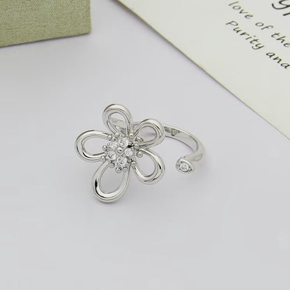 [OAK JURI]  FLOWERLACE OPEN RING 5 DIAMONDS