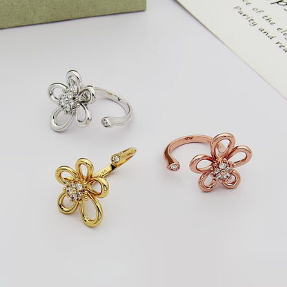[OAK JURI]  FLOWERLACE OPEN RING 5 DIAMONDS