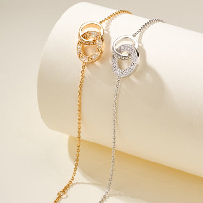 [OAK JURI]LOVE DOUBLE RING FULL DIAMOND BRACELET