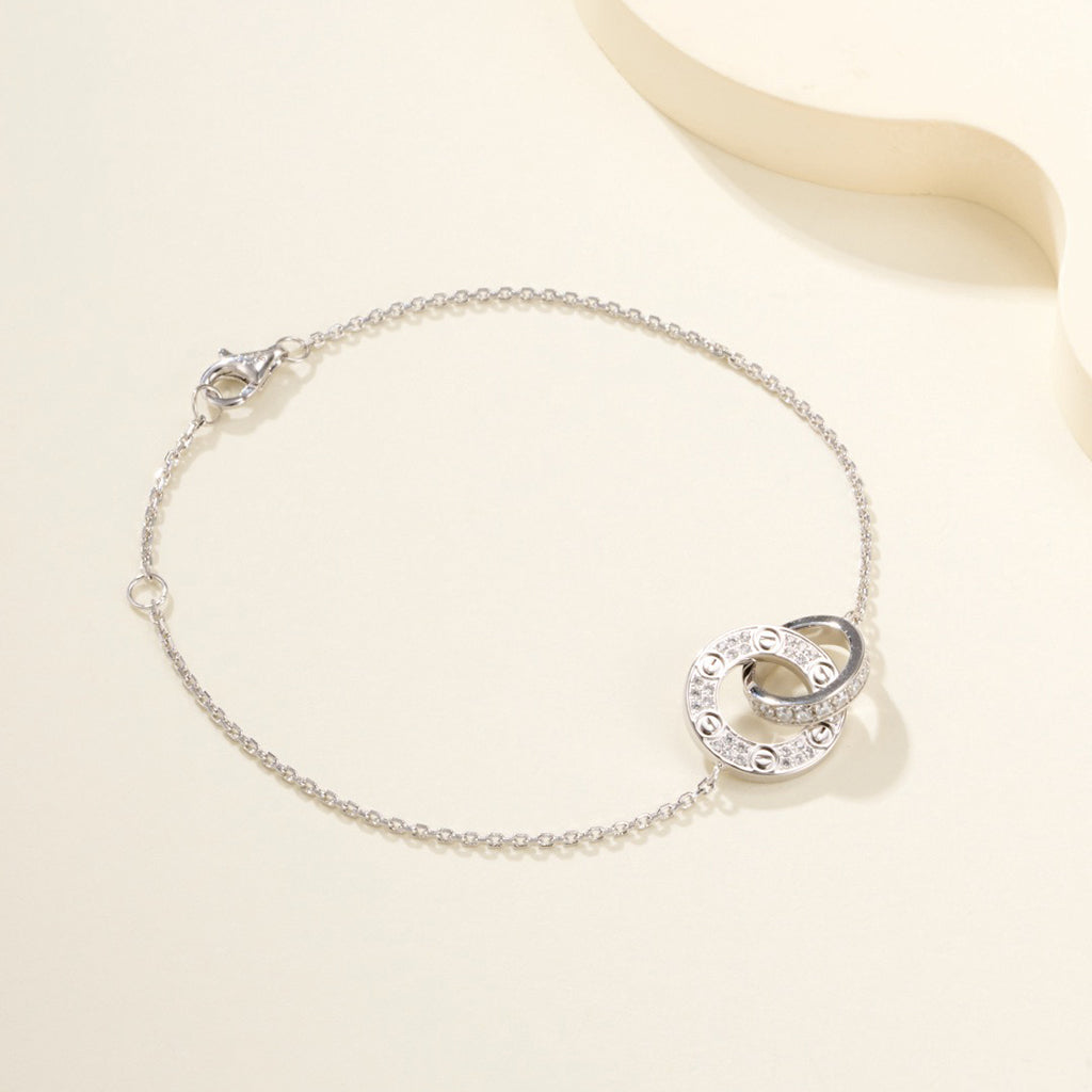 [OAK JURI]LOVE DOUBLE RING FULL DIAMOND BRACELET