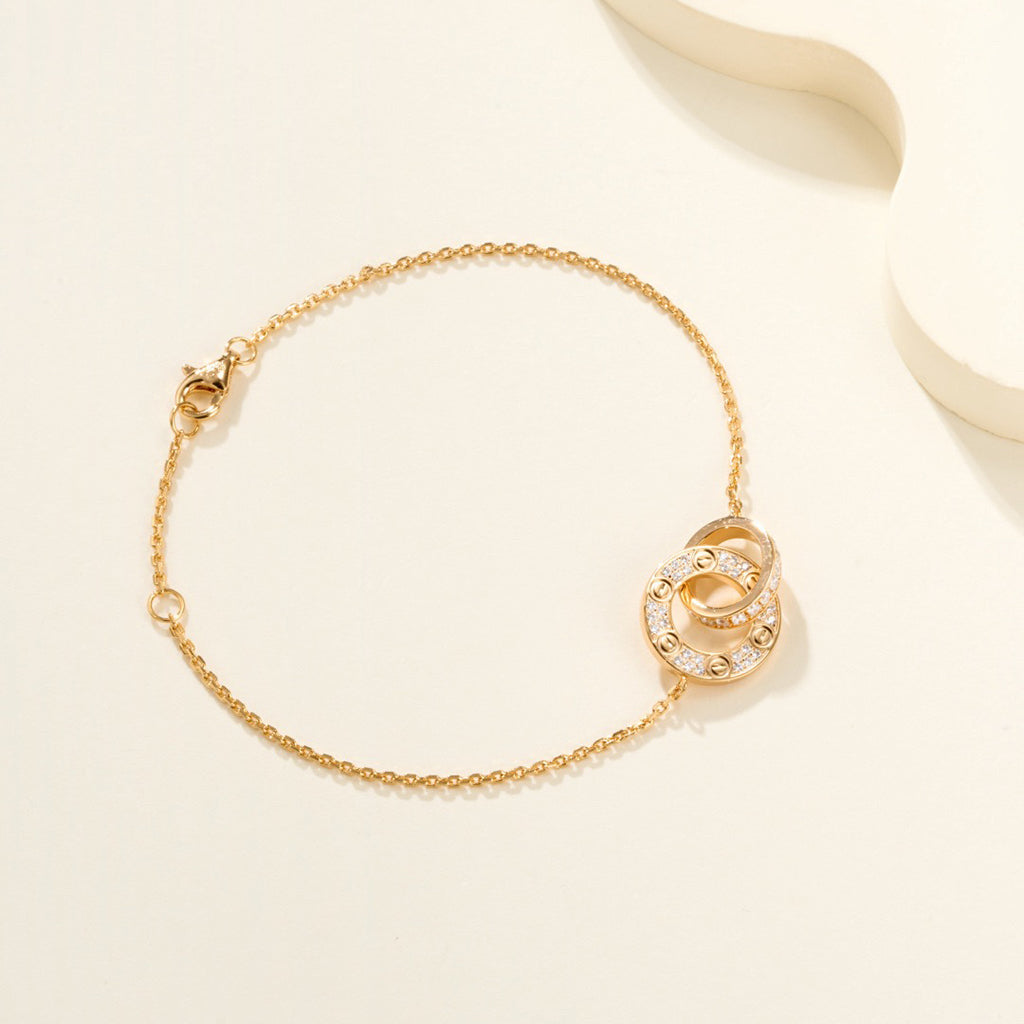 [OAK JURI]LOVE DOUBLE RING FULL DIAMOND BRACELET