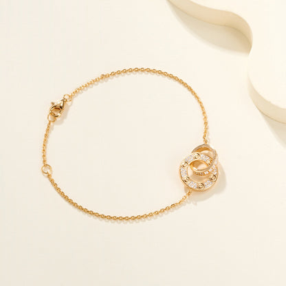 [OAK JURI]LOVE DOUBLE RING FULL DIAMOND BRACELET