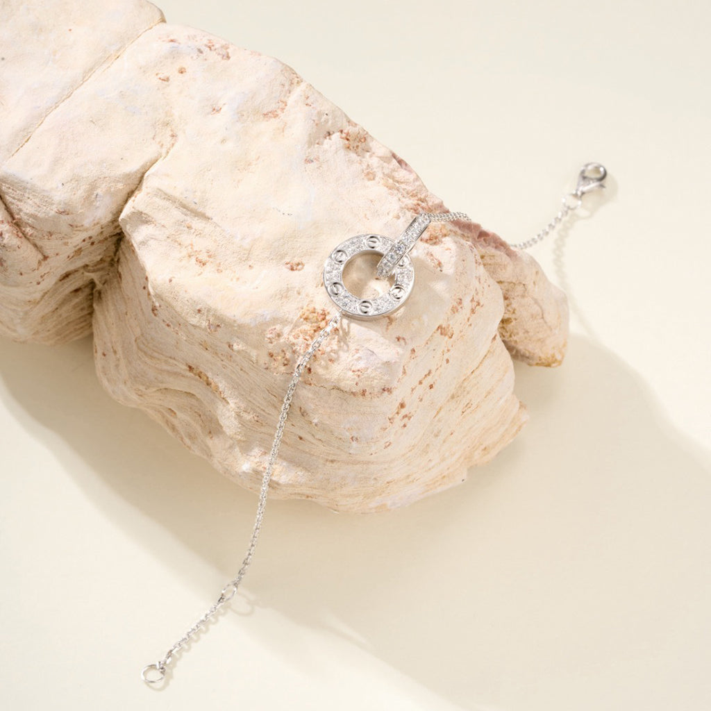 [OAK JURI]LOVE DOUBLE RING FULL DIAMOND BRACELET