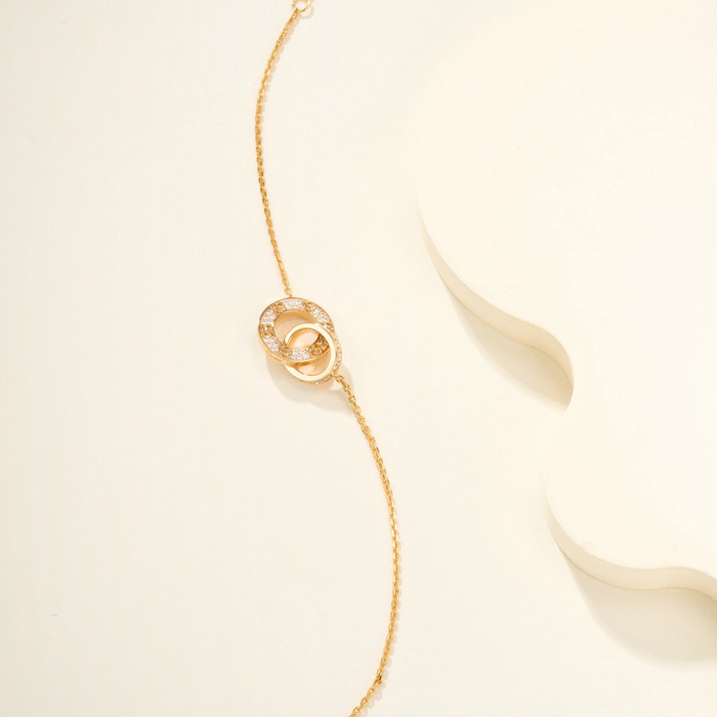 [OAK JURI]LOVE DOUBLE RING FULL DIAMOND BRACELET