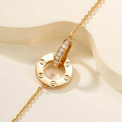 [OAK JURI]LOVE DOUBLE RING FULL DIAMOND BRACELET