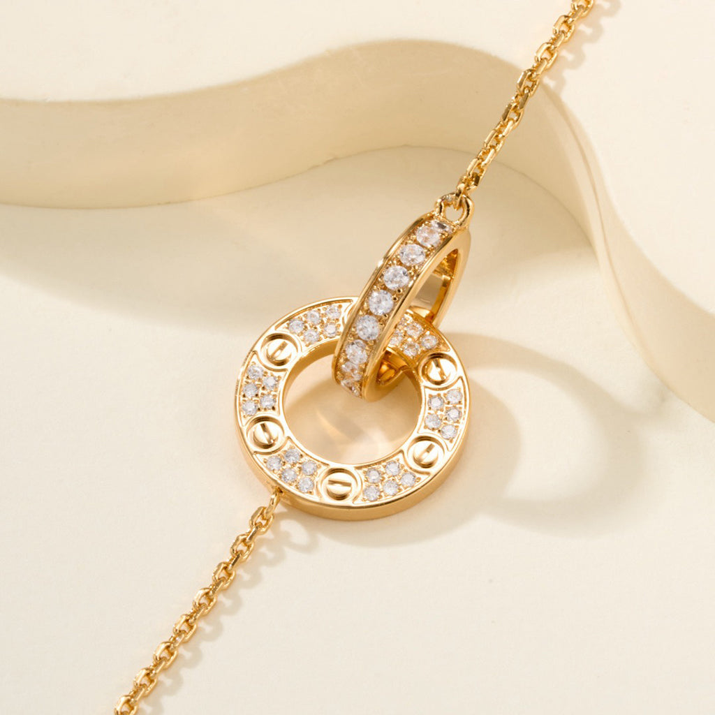 [OAK JURI]LOVE DOUBLE RING FULL DIAMOND BRACELET