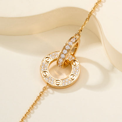 [OAK JURI]LOVE DOUBLE RING FULL DIAMOND BRACELET