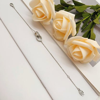[OAK JURI]LOVE DOUBLE RING HALF DIAMOND BRACELET