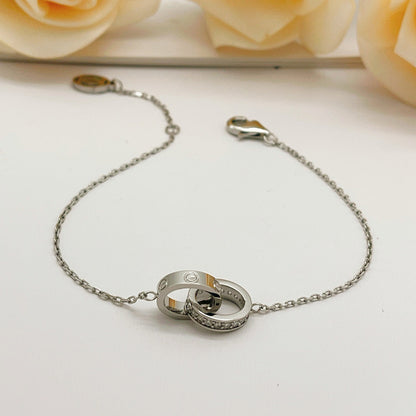 [OAK JURI]LOVE DOUBLE RING HALF DIAMOND BRACELET