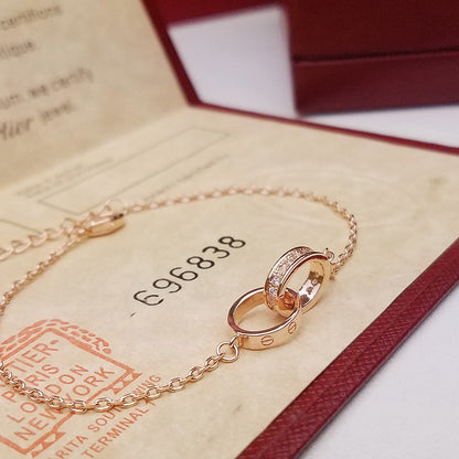 [OAK JURI]LOVE DOUBLE RING HALF DIAMOND BRACELET