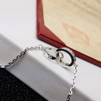 [OAK JURI]LOVE DOUBLE RING HALF DIAMOND BRACELET