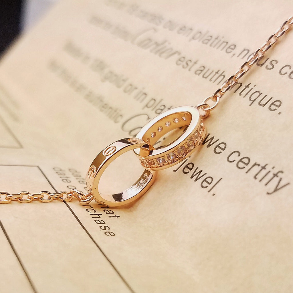 [OAK JURI]LOVE DOUBLE RING HALF DIAMOND BRACELET