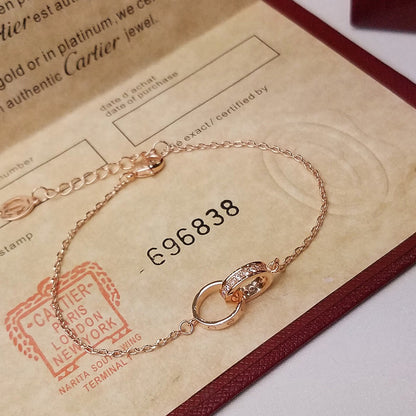 [OAK JURI]LOVE DOUBLE RING HALF DIAMOND BRACELET