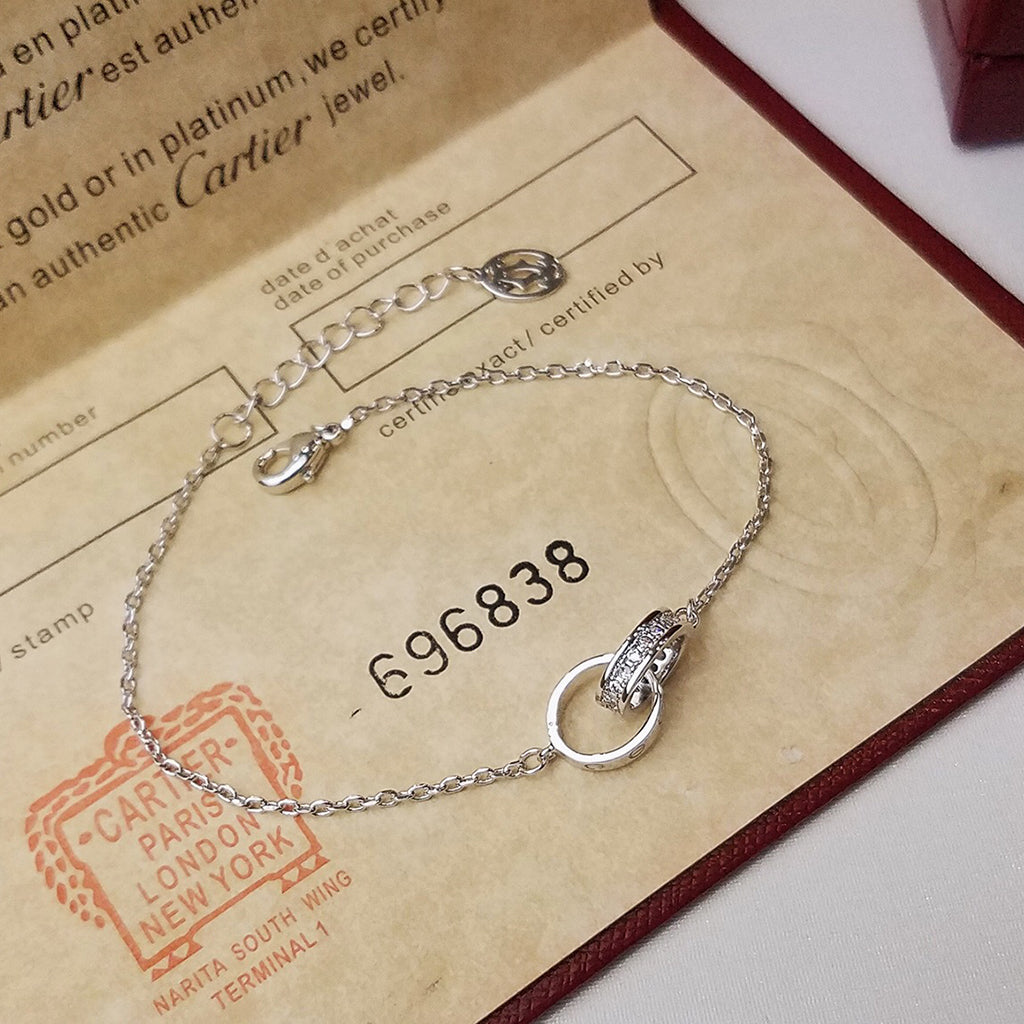 [OAK JURI]LOVE DOUBLE RING HALF DIAMOND BRACELET