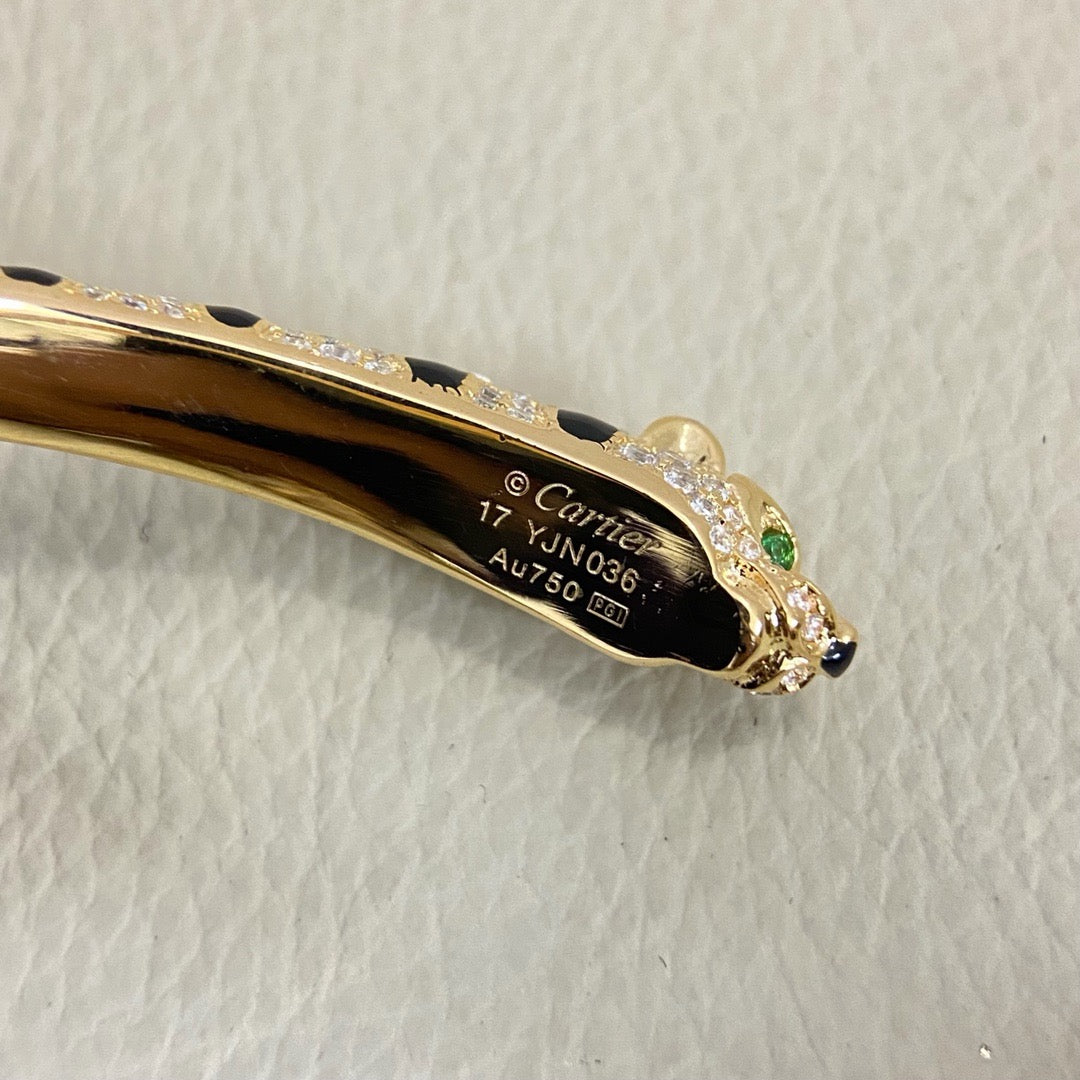 [OAK JURI]PANTHERE DOUBLE HEADED HALF DIAMOND OPEN BRACELET