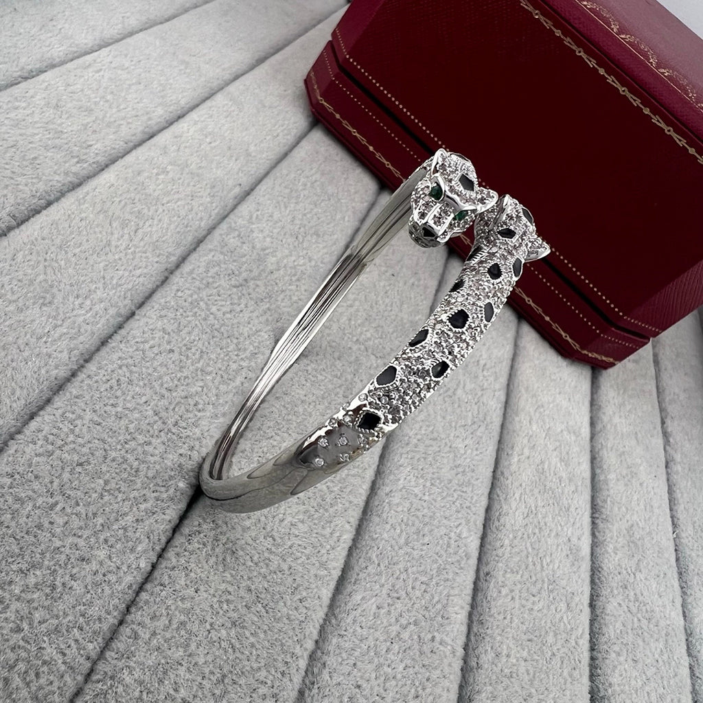 [OAK JURI]PANTHERE DOUBLE HEADED HALF DIAMOND OPEN BRACELET