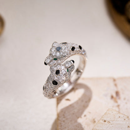 [OAK JURI]PANTHERE DOUBLE HEADED FULL DIAMOND  RING
