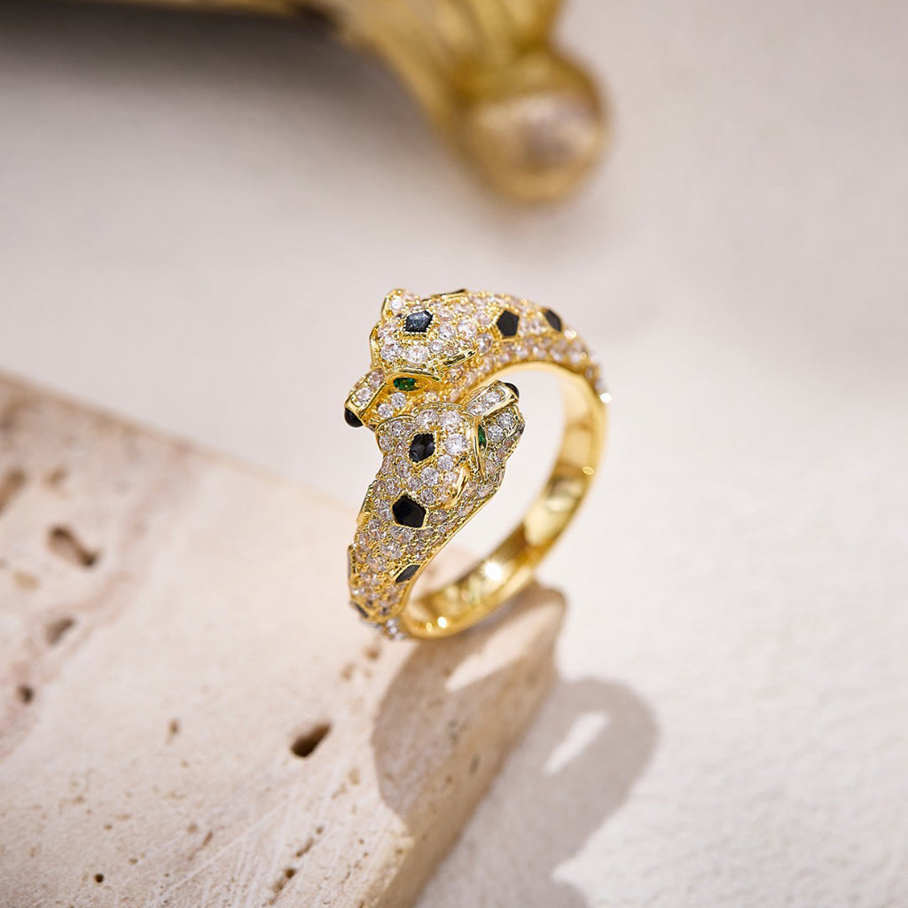 [OAK JURI]PANTHERE DOUBLE HEADED FULL DIAMOND  RING