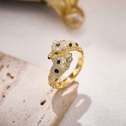 [OAK JURI]PANTHERE DOUBLE HEADED FULL DIAMOND  RING