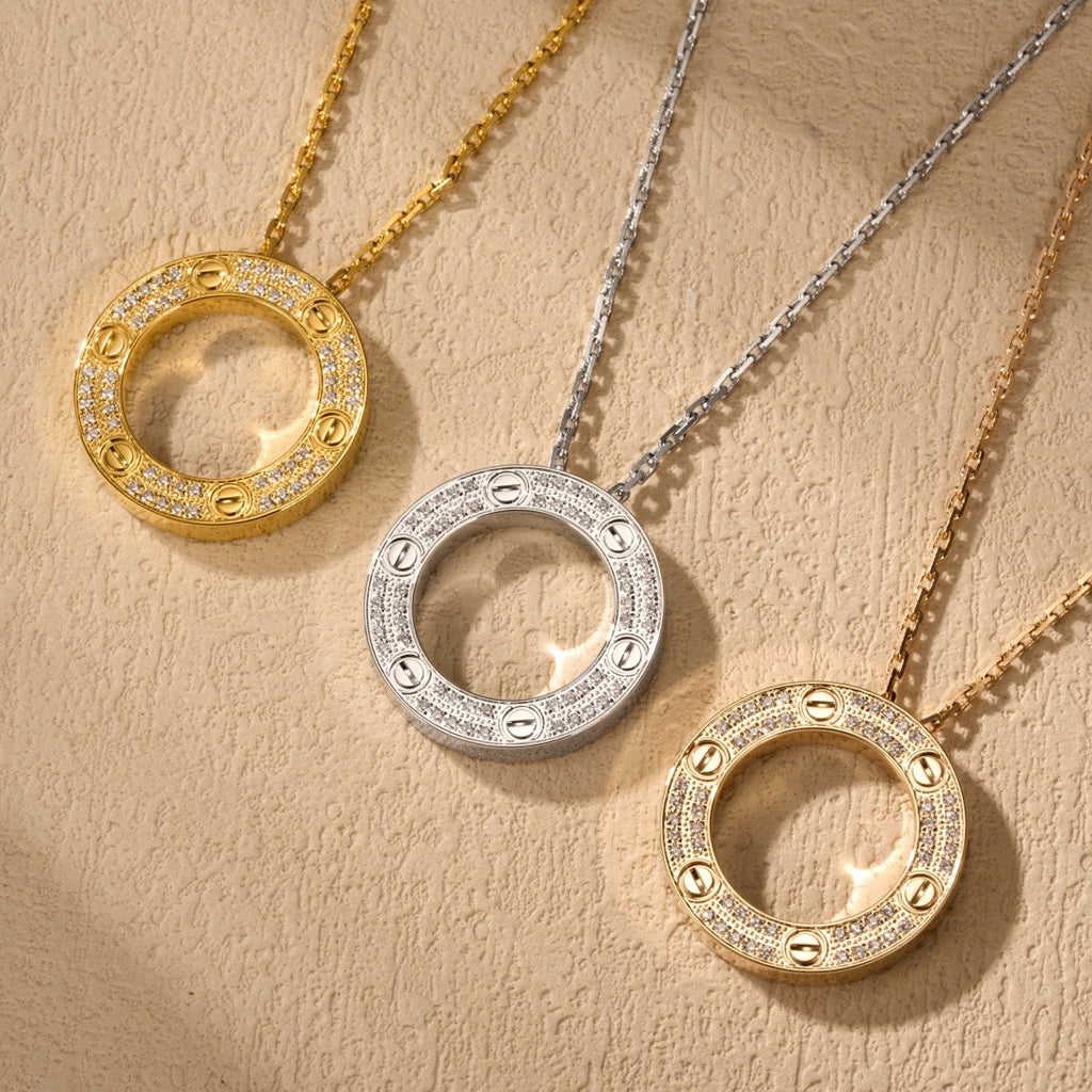[OAK JURI]LOVE NECKLACE 16MM  FULL DIAMOND