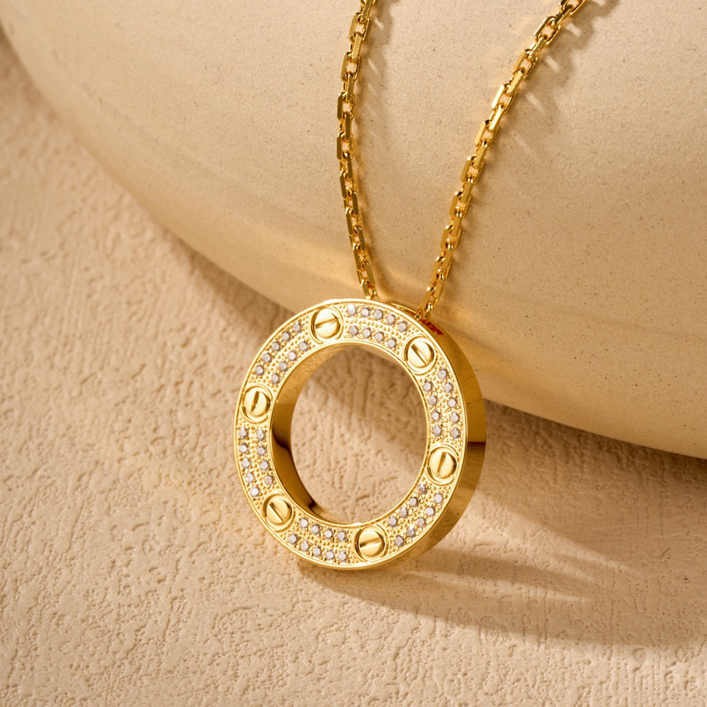 [OAK JURI]LOVE NECKLACE 16MM  FULL DIAMOND
