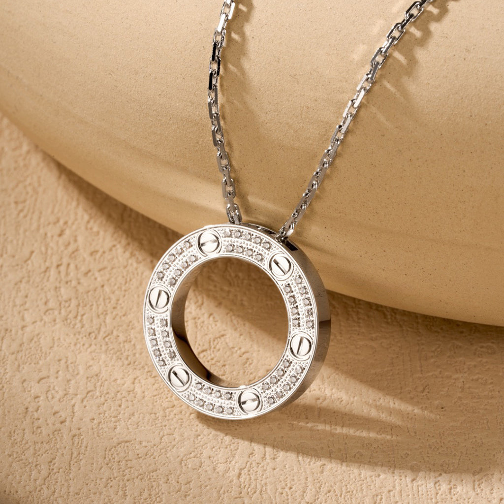 [OAK JURI]LOVE NECKLACE 16MM  FULL DIAMOND