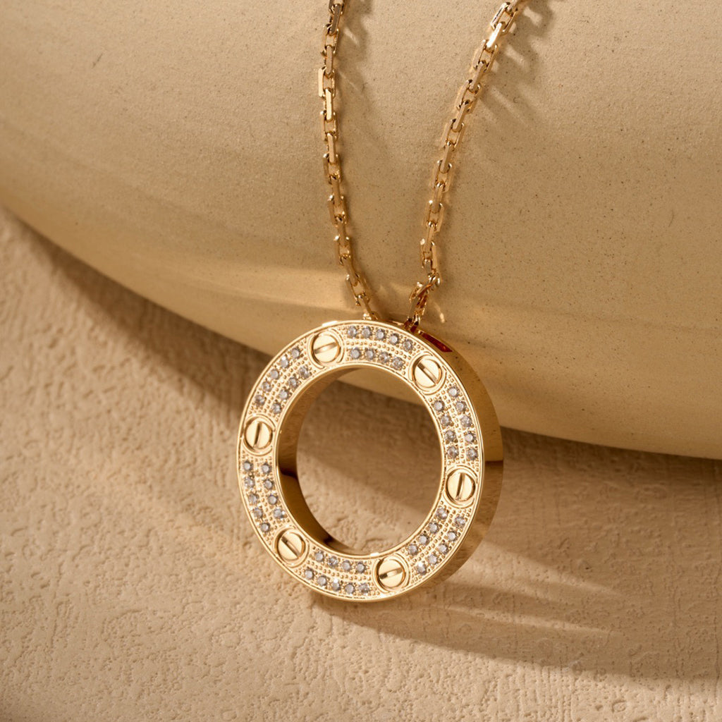 [OAK JURI]LOVE NECKLACE 16MM  FULL DIAMOND
