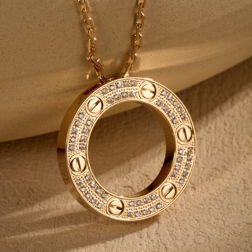 [OAK JURI]LOVE NECKLACE 16MM  FULL DIAMOND