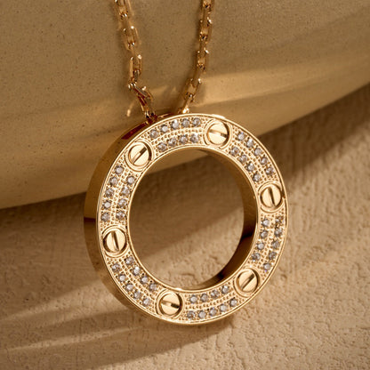 [OAK JURI]LOVE NECKLACE 16MM  FULL DIAMOND