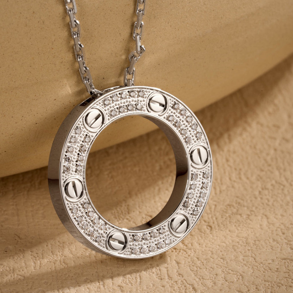 [OAK JURI]LOVE NECKLACE 16MM  FULL DIAMOND