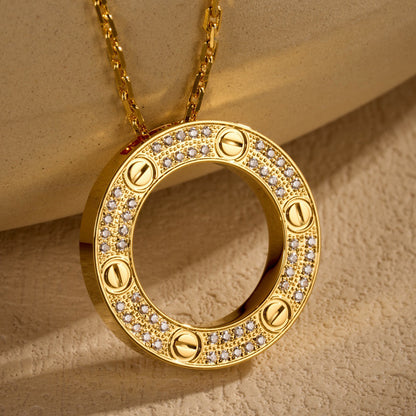 [OAK JURI]LOVE NECKLACE 16MM  FULL DIAMOND