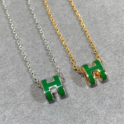 [OAK JURI]POP H GREEN NECKLACE SILVER AND GOLD
