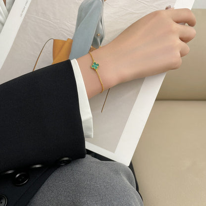[OAK JURI]CLOVER BRACELET MALACHITE 1 MOTIF