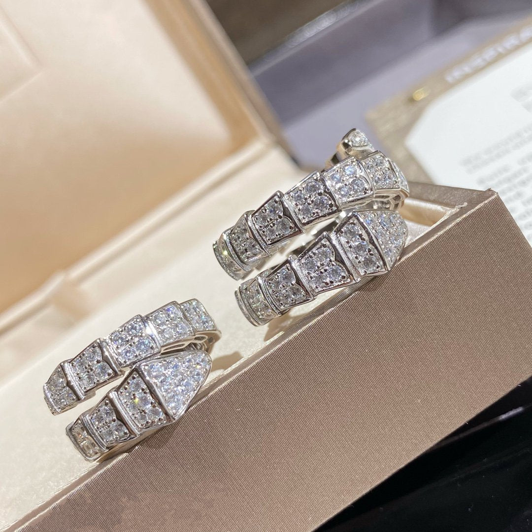 [OAK JURI]SERPENTI DOUBLE RING SILVER DIAMOND PAVED