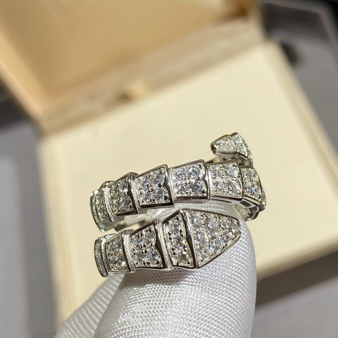 [OAK JURI]SERPENTI DOUBLE RING SILVER DIAMOND PAVED