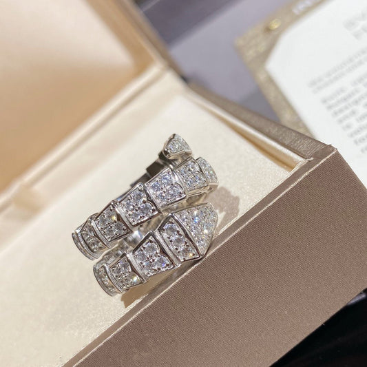 [OAK JURI]SERPENTI DOUBLE RING SILVER DIAMOND PAVED